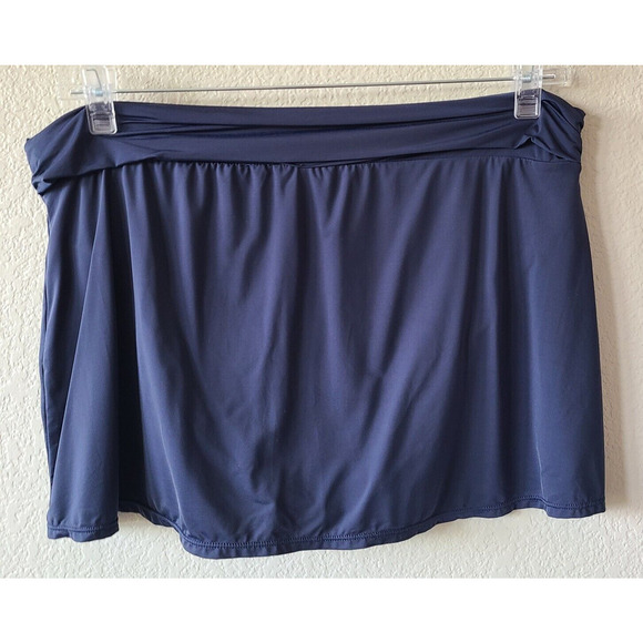GARNET HILL Swim Brief Bottom Skirt Swimsuit 16 Blue Ruched Waist Bathing Suit - Picture 4 of 8